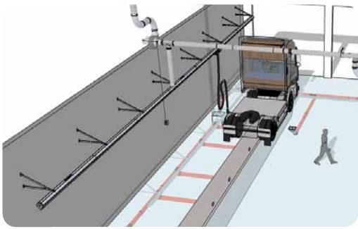 Keen Space GDK -pakokaasurataan kuuluu kisko, puhallin, 7,5 metrin letku, suulake sekä letkun kevennin.