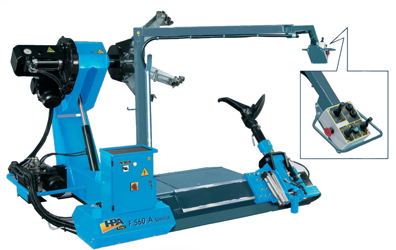 Raskaan kaluston rengaskone. Tähän rengaskoneeseen sopii 14 " - 56 " renkaat.