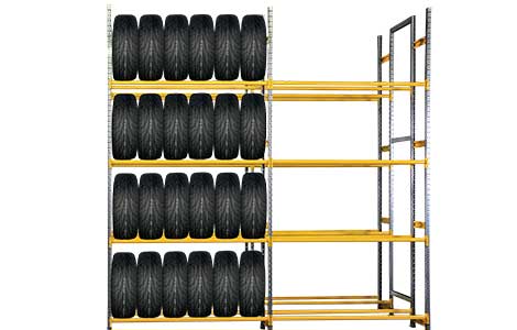 Rengashylly Tecnoluxilta on kestävä, nimenomaan rengassäilytykseen suunniteltu hylly.