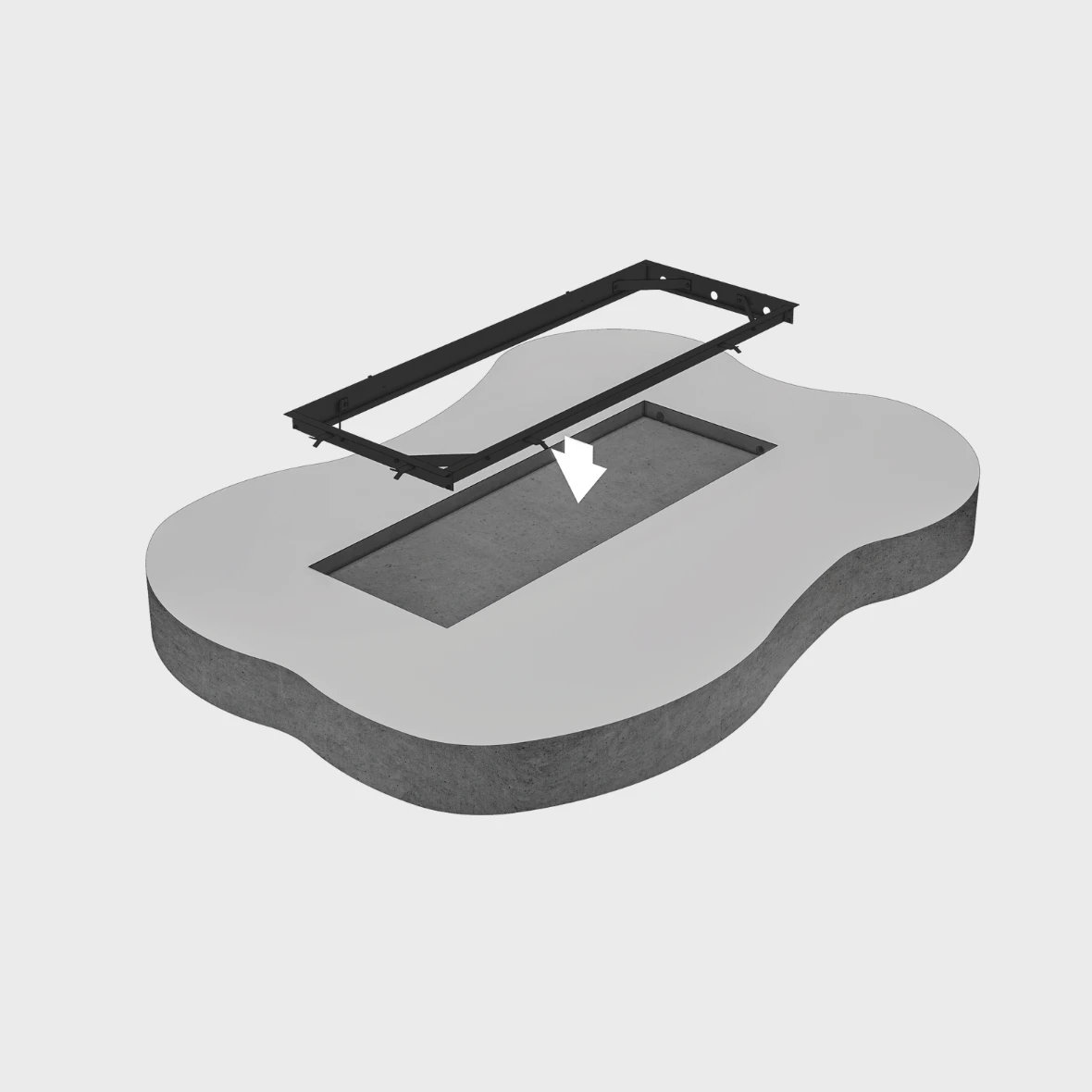 LV8 moottoripyöränostimille maahan asennettava runko tai kehys.